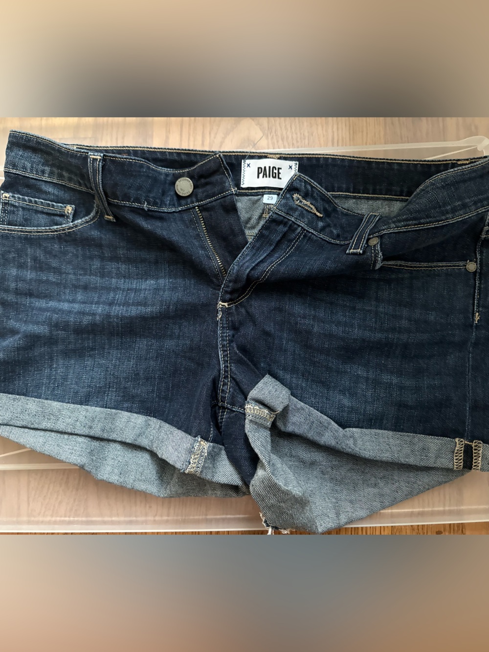PAIGE Indigo Cuffed Denim Shorts